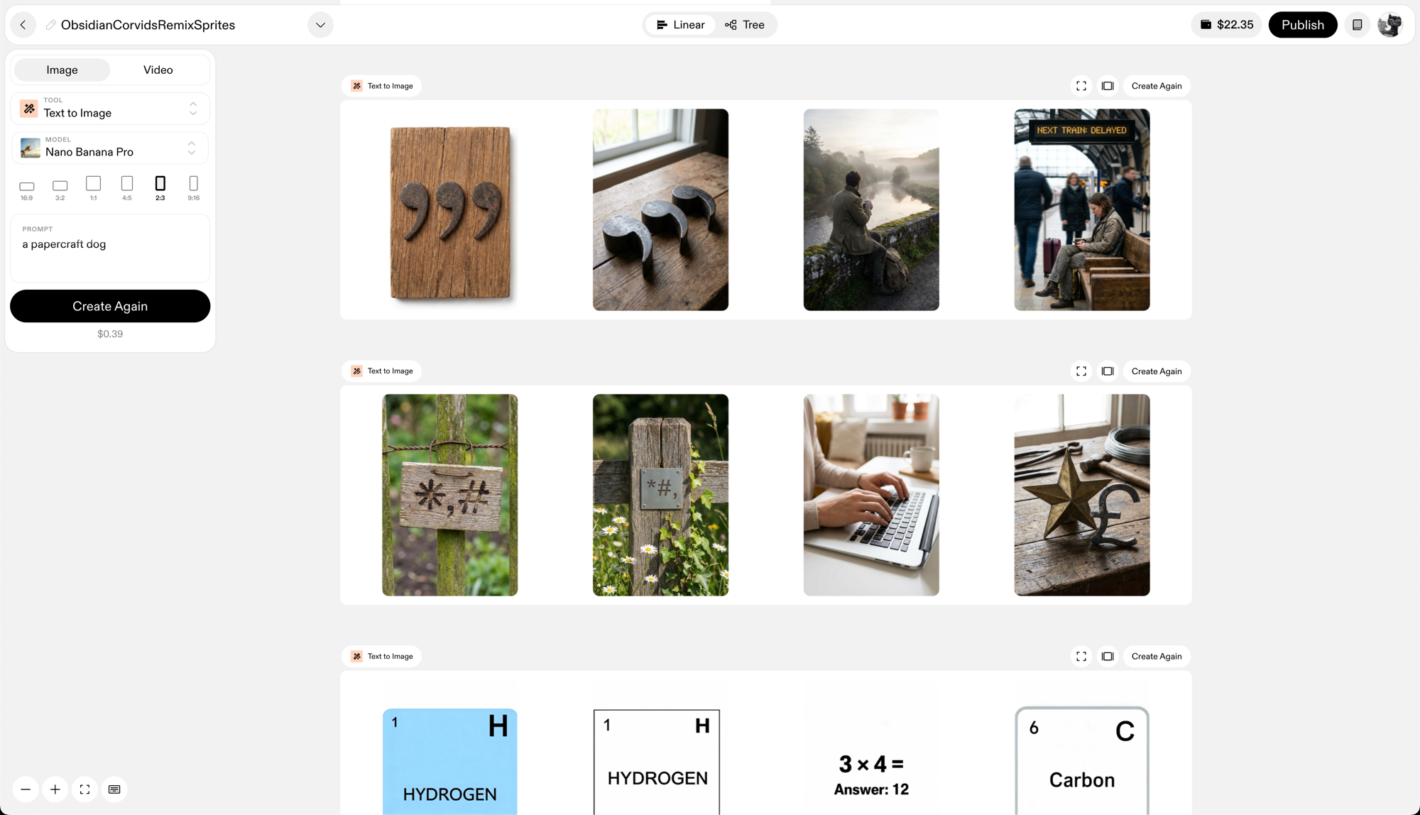 Multi-model generation canvas with model picker and image gallery