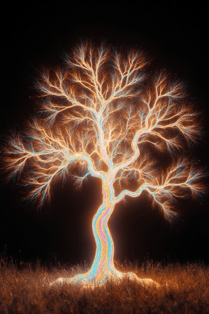 Glowing tree, style variation