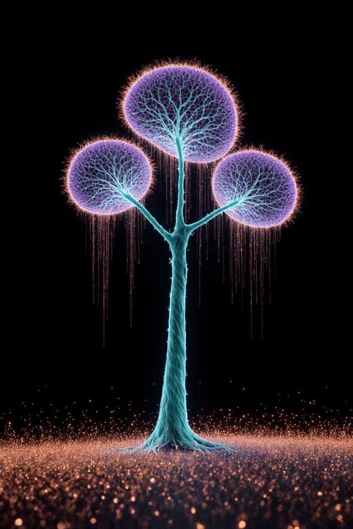 Glowing tree, style variation