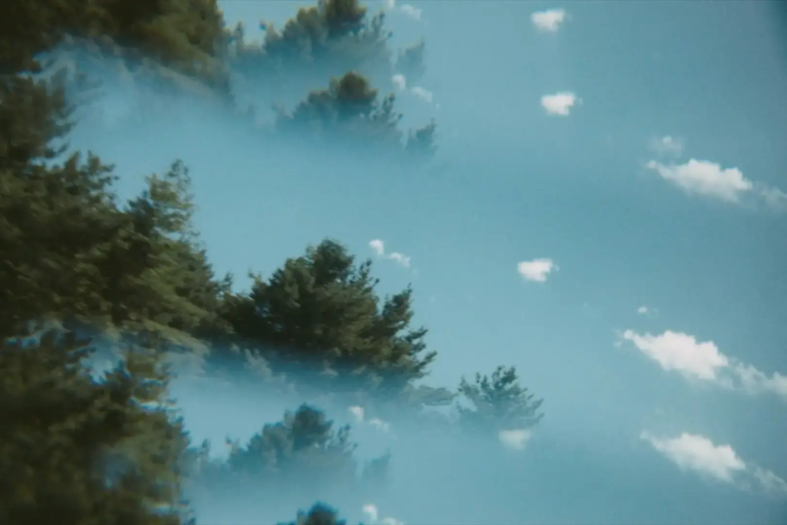 Clouds and trees repeating in prismatic forms
