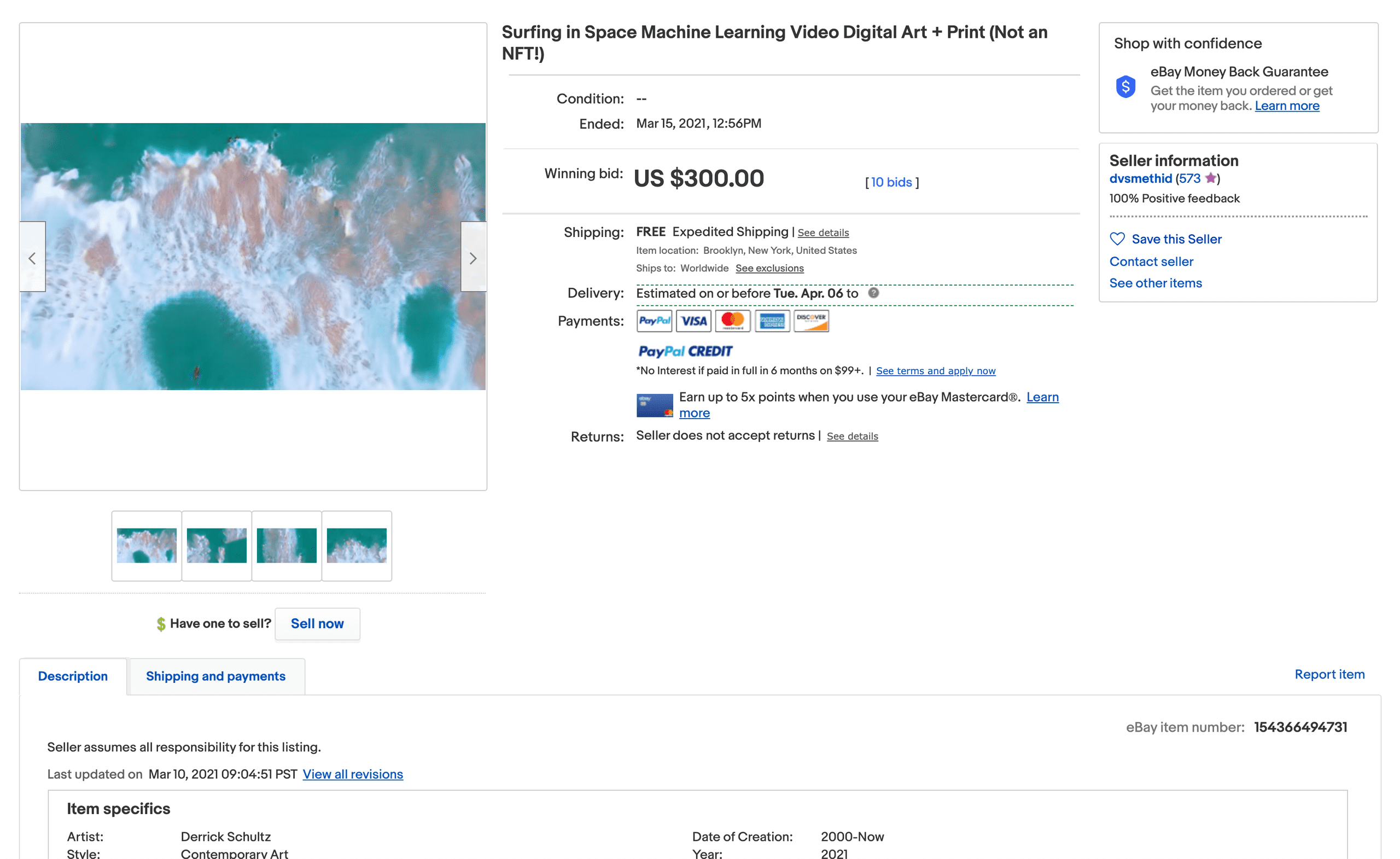 web page screenshot of eBay auction
