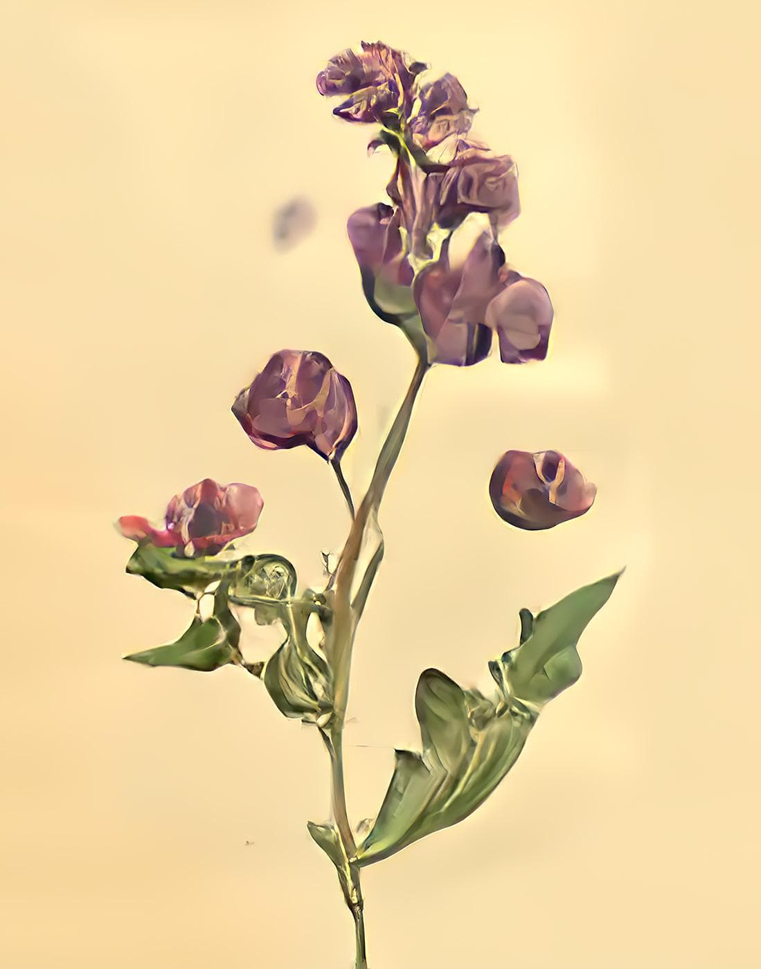 computer generated flowering plant with purple flowers